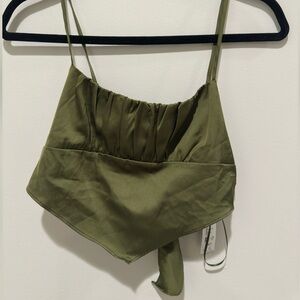 Olive Green Spaghetti Strap Crop Top